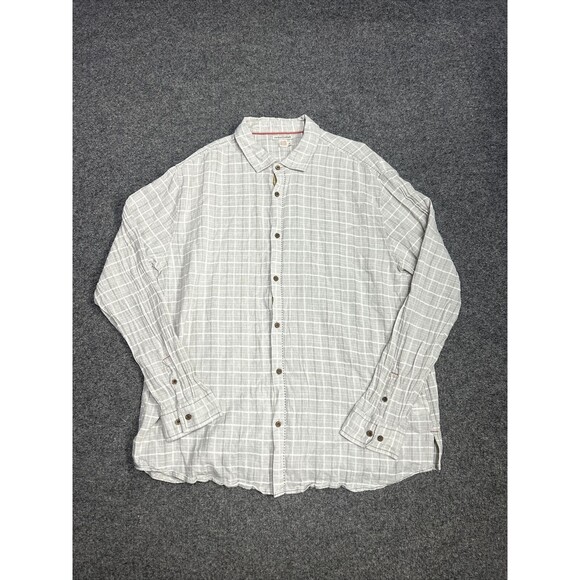 Carbon 2 Cobalt Button Up Shirt Men Size XL Gray Plaid Linen Blend Casual Modern - Picture 1 of 7